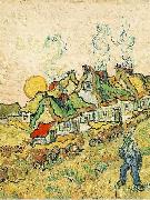 Vincent Van Gogh Thatched Cottages in the Sunshine oil painting on canvas